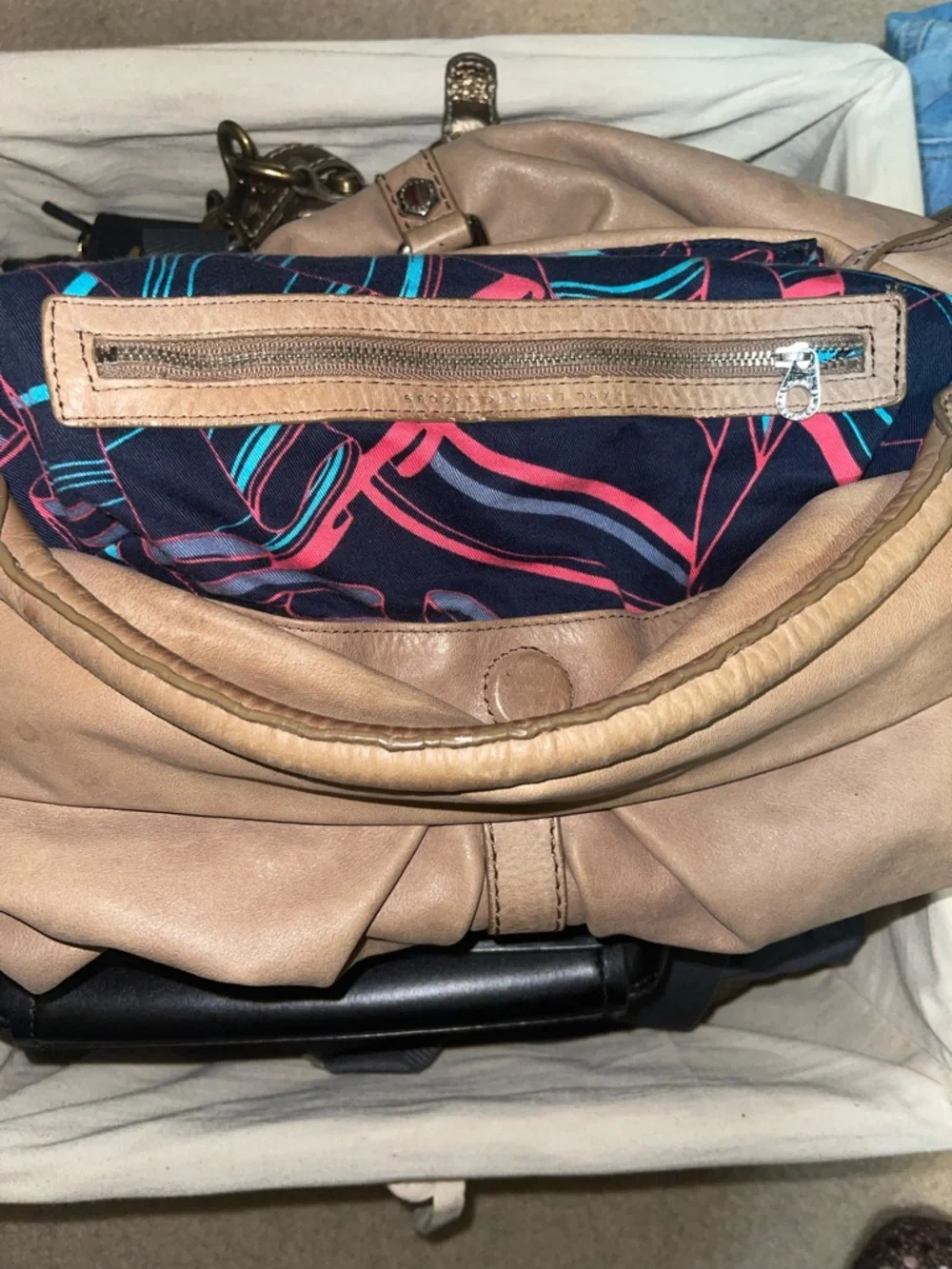 Y2K Marc by Marc Jacobs Leather Hobo Bag Beige Slouchy Shoulder Bag